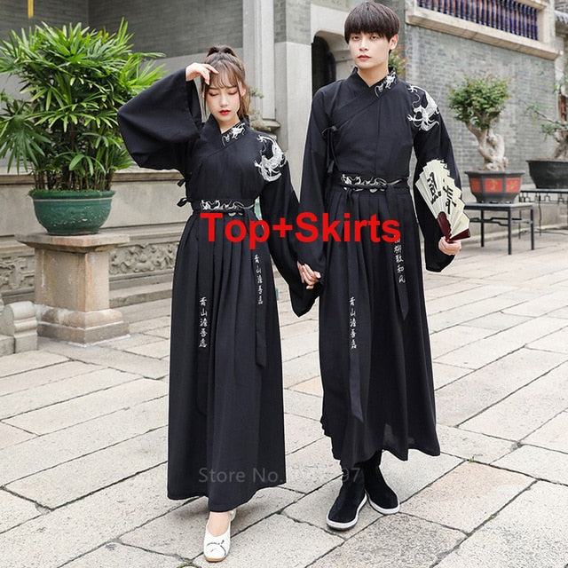 Japanese Dragon Embroidery Women Kimono Dress Men Samurai Costume Cosplay Cardigan Yukata Traditional Cosplay Party Halloween