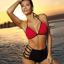 Load image into Gallery viewer, High Waist Bikini Push Up Solid Red Bandage 2020 New Bikini