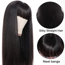 Load image into Gallery viewer, 150% Brazilian Virgin Straight Human Hair Wigs With Bangs Pre Plucked For Women 28 Inch Long Wig None Lace Wig Full Machine Wig