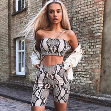 Load image into Gallery viewer, Womens Autumn Casual Shinny Tube Top Shorts Bodycon Two Piece Set Outfits Short Sport Jumpsuit Sets