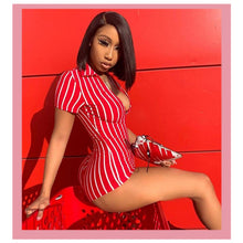 Load image into Gallery viewer, Fashion Women&#39;s Sexy  High Waist Striped Romper Jumpsuit Zipper Biker Shorts Pants Bodysuit Sport  Plus Size Overalls Clothing