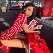 Load image into Gallery viewer, Fashion Women&#39;s Sexy  High Waist Striped Romper Jumpsuit Zipper Biker Shorts Pants Bodysuit Sport  Plus Size Overalls Clothing