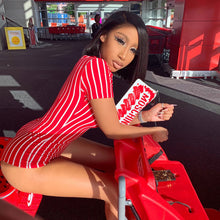 Load image into Gallery viewer, Fashion Women&#39;s Sexy  High Waist Striped Romper Jumpsuit Zipper Biker Shorts Pants Bodysuit Sport  Plus Size Overalls Clothing