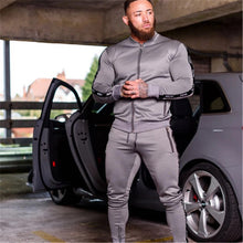 Load image into Gallery viewer, 2019 New Men Sets Fashion Sporting Suit Brand Patchwork Zipper Sweatshirt +Sweatpants Mens Clothing 2 Pieces Sets Slim Tracksuit