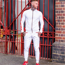 Load image into Gallery viewer, 2019 New Men Sets Fashion Sporting Suit Brand Patchwork Zipper Sweatshirt +Sweatpants Mens Clothing 2 Pieces Sets Slim Tracksuit