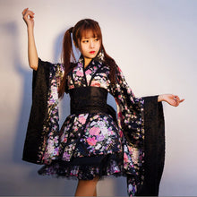 Load image into Gallery viewer, Teen Girls Japanese Lolita Costumes Kimono Dress Clothing Floral Floral National Gothic JK Suit Halloween Cosplay Woman Yukata