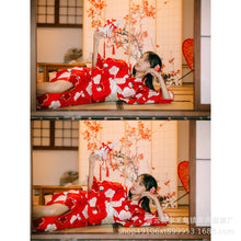 Load image into Gallery viewer, Japanese Girl Geisha Clothing Woman Kimono Dress Split Sakura Print V-neck Sexy Yukata Wedding Party Photography Performance