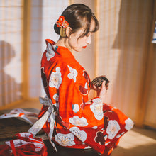 Load image into Gallery viewer, Japanese Girl Geisha Clothing Woman Kimono Dress Split Sakura Print V-neck Sexy Yukata Wedding Party Photography Performance