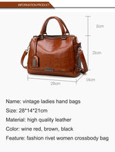 Load image into Gallery viewer, Boston Crossbody Bags for Women 2020 Tote Shouler Bag Luxury Handbags Women Bags Designer Famous Brand Oil Wax Leather Rivet Bag