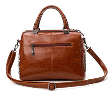 Load image into Gallery viewer, Boston Crossbody Bags for Women 2020 Tote Shouler Bag Luxury Handbags Women Bags Designer Famous Brand Oil Wax Leather Rivet Bag