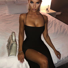 Load image into Gallery viewer, Townlike Backless Bandage Bodycon Sexy Dress Women Spaghetti Strap Midi Summer Dress Strapless High Split Party Dresses 2020