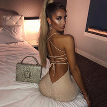 Load image into Gallery viewer, Townlike Backless Bandage Bodycon Sexy Dress Women Spaghetti Strap Midi Summer Dress Strapless High Split Party Dresses 2020