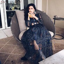 Load image into Gallery viewer, Women&#39;s summer sexy bohemian dress A-line printed embroidery hollow out lantern full sleeve Mexican v-neck dress AA3367  F