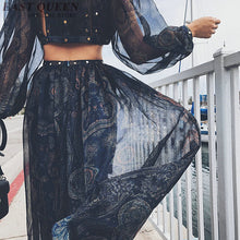 Load image into Gallery viewer, Women&#39;s summer sexy bohemian dress A-line printed embroidery hollow out lantern full sleeve Mexican v-neck dress AA3367  F