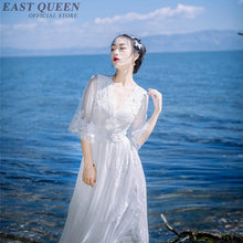 Load image into Gallery viewer, Summer Bohemian women beach dress v-neck sexy hollow out lace Mexican dress women half sleeve ankle length boho dresses DD299  F