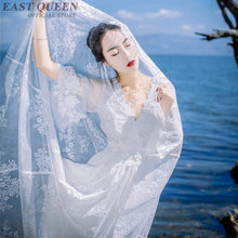 Load image into Gallery viewer, Summer Bohemian women beach dress v-neck sexy hollow out lace Mexican dress women half sleeve ankle length boho dresses DD299  F