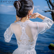 Load image into Gallery viewer, Summer Bohemian women beach dress v-neck sexy hollow out lace Mexican dress women half sleeve ankle length boho dresses DD299  F