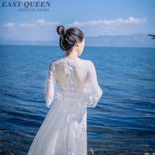 Load image into Gallery viewer, Summer Bohemian women beach dress v-neck sexy hollow out lace Mexican dress women half sleeve ankle length boho dresses DD299  F