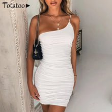 Load image into Gallery viewer, Totatoop Lace Up V Neck Ruched Bodycon Mini Dress Women 2020 Summer Hollow Out Ruffles Sundress Beachwear Vestidos