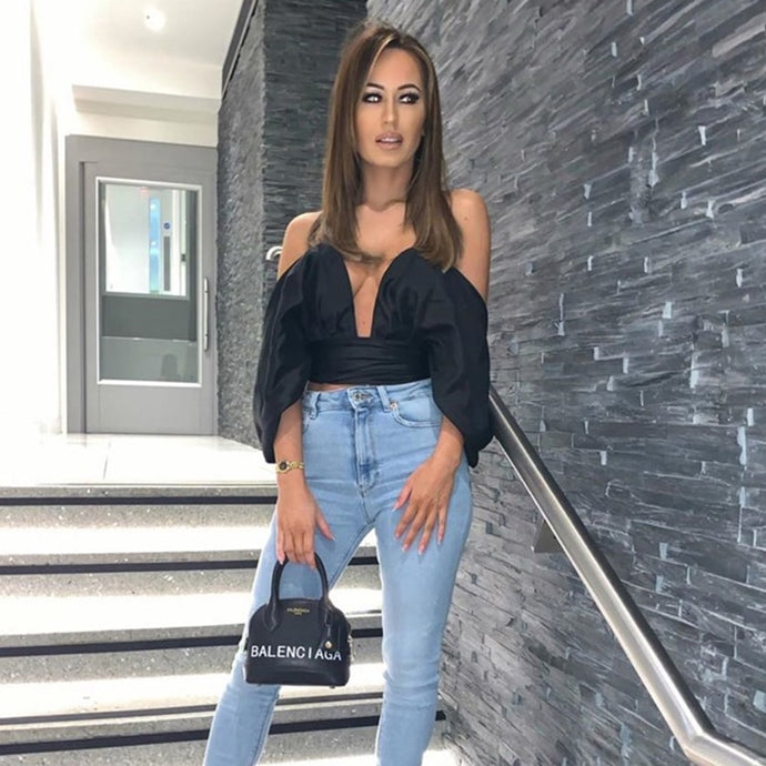 Townlike Deep V Black Bow Sexy Crop Top Women Strapless Summer Tops Off Shoulder Bandage Crop Tank Top Streetwear Cropped 2020