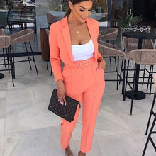 Load image into Gallery viewer, Townlike Casual Women Suits Office Sets Fluorescence Neon Green Suit Women 2020 Crop Top And Pant Suits For Women Blazer Set