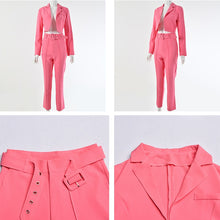 Load image into Gallery viewer, Townlike Casual Women Suits Office Sets Fluorescence Neon Green Suit Women 2020 Crop Top And Pant Suits For Women Blazer Set