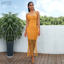 Load image into Gallery viewer, Adyce 2020 New Summer Women Fringe Bandage Dress Vestidos Sexy Sleeveless Tassel Bodycon Club Midi Celebrity Evening Party Dress