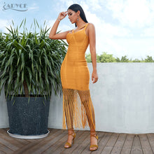 Load image into Gallery viewer, Adyce 2020 New Summer Women Fringe Bandage Dress Vestidos Sexy Sleeveless Tassel Bodycon Club Midi Celebrity Evening Party Dress