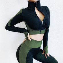 Load image into Gallery viewer, Women&#39;s Yoga Suit Long Sleeve Zipper Sportwear Tracksuit Female Gymshark Fitness Jumpsuit Sport Clothes For Women