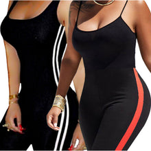 Load image into Gallery viewer, Sexy Women Side Striped Sports Jumpsuit Gym Yoga Running Fitness Athletic Sleeveless Leggings Jumpsuit Romper Summer Tracksuit