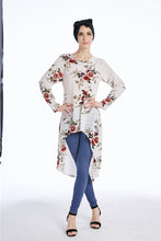 Load image into Gallery viewer, Dubai Arab Muslim Blouse and Shirt Women Print Floral Asymmetry Hem Loose Hijab Tops Islam Dovetail Blouses Islamic Clothing