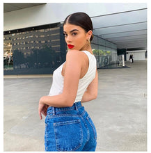 Load image into Gallery viewer, ArtSu White Black Knitting Printed O Neck Tank Top 2020 Summer Women Casual Skinny Streetwear Sexy Crop Top Female Club Tees Top