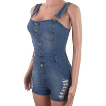 Load image into Gallery viewer, Sexy Suspender JUMPSUIT Spaghetti Strap Women Denim Rompers Shorts Playsuit Ripped Jeans Overalls Boyfriend Play Suit Streetwear