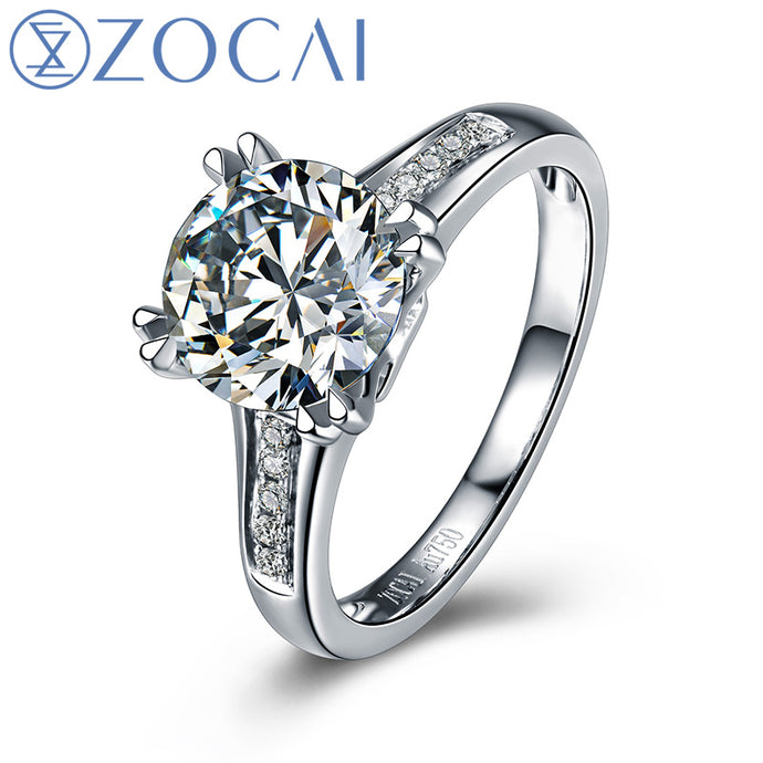 ZOCAI Real 1.0 CT Certified F-G/VS Round Cut Diamond Engagement Women Ring 18K White Gold (AU750) W04710