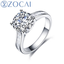 Load image into Gallery viewer, ZOCAI Century Classic Natural Real 1.0 CT Certified I-J/SI Round Cut Diamond Engagement Women Ring 18K White Gold (AU750) W00159