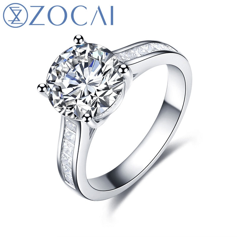 ZOCAI Century Classic Natural Real 1.0 CT Certified I-J/SI Round Cut Diamond Engagement Women Ring 18K White Gold (AU750) W00159