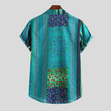 Load image into Gallery viewer, Hawaiian Colorful Stripe Mens Shirt camisa Casual Short Sleeve shirt men Turn-Down Collar men Blouse Top camisas para hombre
