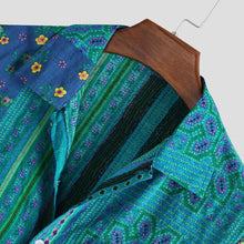 Load image into Gallery viewer, Hawaiian Colorful Stripe Mens Shirt camisa Casual Short Sleeve shirt men Turn-Down Collar men Blouse Top camisas para hombre