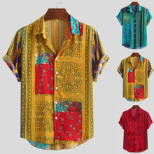 Load image into Gallery viewer, Hawaiian Colorful Stripe Mens Shirt camisa Casual Short Sleeve shirt men Turn-Down Collar men Blouse Top camisas para hombre