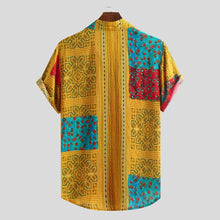 Load image into Gallery viewer, Hawaiian Colorful Stripe Mens Shirt camisa Casual Short Sleeve shirt men Turn-Down Collar men Blouse Top camisas para hombre