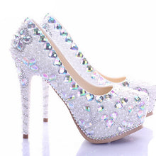Load image into Gallery viewer, Lovely White Pearl High Heel Shoes Crystal Platform Gorgeous Diamond Rhinestone Women Formal Shoes