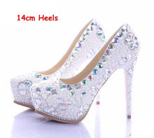 Load image into Gallery viewer, Lovely White Pearl High Heel Shoes Crystal Platform Gorgeous Diamond Rhinestone Women Formal Shoes