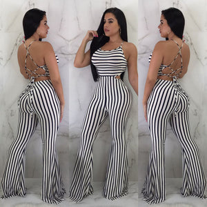 New Women Clubwear Pants Summer Playsuit Bodycon Party Jumpsuit Sexy Striped Romper Trousers