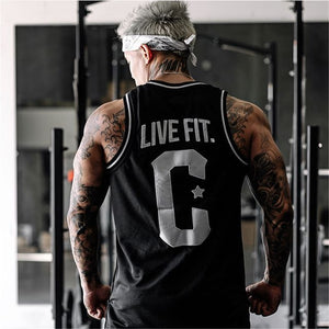 Men Tank Tops Patchwork Fitness Sleeveless Men Sportswear