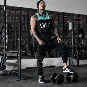 Men Tank Tops Patchwork Fitness Sleeveless Men Sportswear