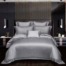 Load image into Gallery viewer, Luxury Egyptian Cotton Jacquard Duvet Cover set Premium Silver Grey Bedding set Comforter Cover Bed sheet 4Pcs Queen King size