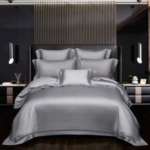 Luxury Egyptian Cotton Jacquard Duvet Cover set Premium Silver Grey Bedding set Comforter Cover Bed sheet 4Pcs Queen King size