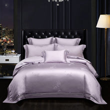 Load image into Gallery viewer, Luxury Egyptian Cotton Jacquard Duvet Cover set Premium Silver Grey Bedding set Comforter Cover Bed sheet 4Pcs Queen King size