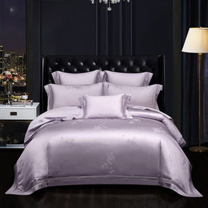 Luxury Egyptian Cotton Jacquard Duvet Cover set Premium Silver Grey Bedding set Comforter Cover Bed sheet 4Pcs Queen King size