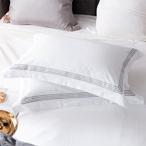 Luxury hotel Bedding Sets Queen King Size Embroidery Egyptian Cotton white Bedlinens Duvet Cover Bedsheet/fitted sheet Pillow